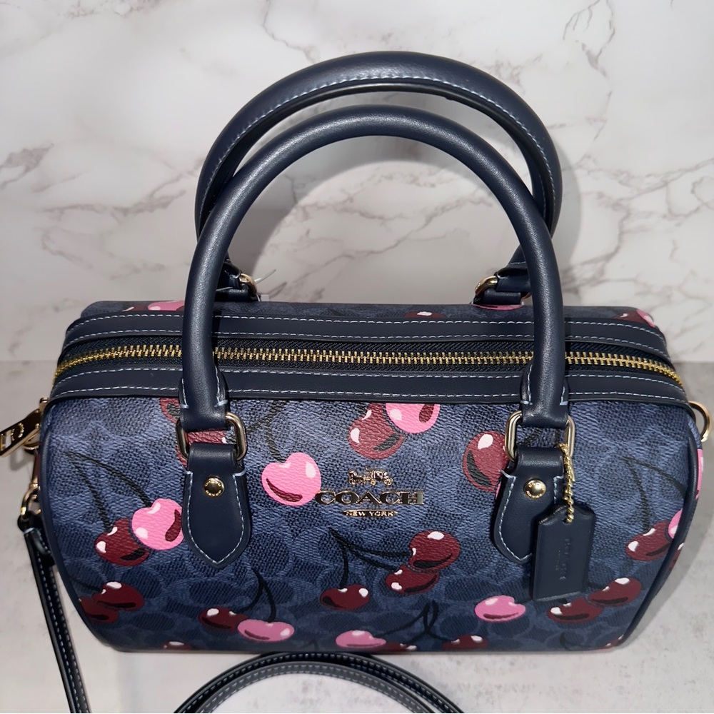 Coach Rowan Satchel Bag In Signature Canvas With Cherry Print CY692 - Picture 3 of 15